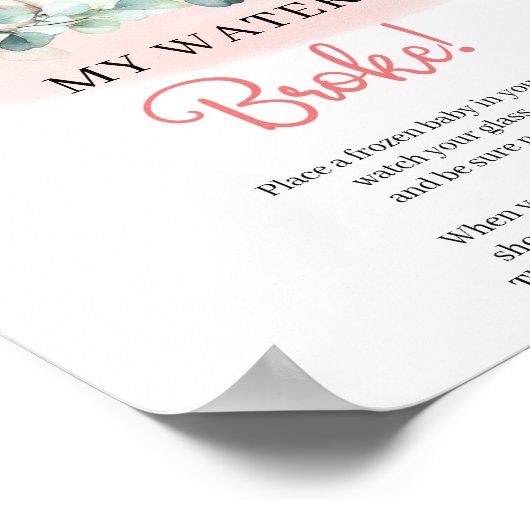 ベビーガールエレファントマイウォーターブレイクサインゲーム ポスター (角)