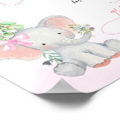 ベビーガールエレファントユーカリプタスカードとギフトサイン ポスター (角)