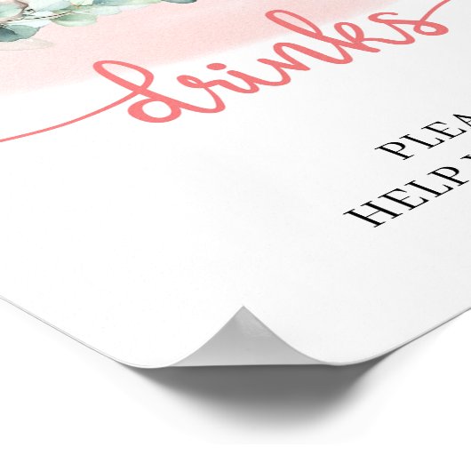 ベビーガールエレファントユーカリ飲料テーブルの標識 ポスター (角)