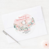 ベビーガールエレファント赤面フローラユーカリリース ラウンドシール (封筒)