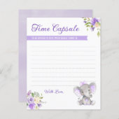 ベビーガールエレファント1st誕生日タイムカプセルカード (正面/裏面)