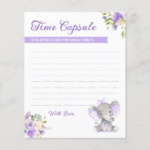 ベビーガールエレファント1st誕生日タイムカプセルカード (正面)