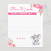 ベビーガールエレファント1st誕生日タイムカプセルカード (正面)