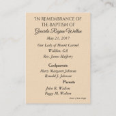 ベビーガールエンジェルバプティスマル記念神聖カード 名刺 (裏面)