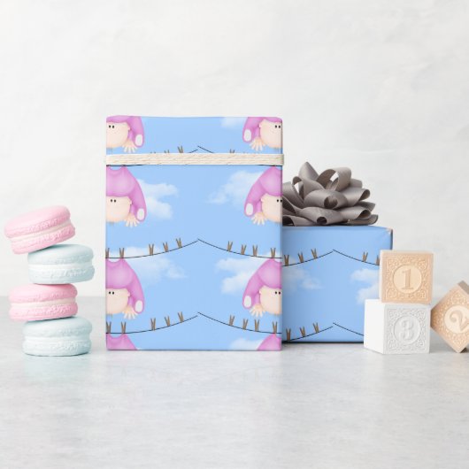 ベビーガールオンクロースレインラッピング紙 ラッピングペーパー (ベビーシャワー)