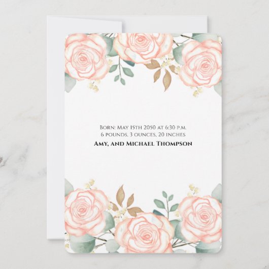 ベビーガールオーバーレイ文字生まれたばかりのフォトシックなピンク (裏面)