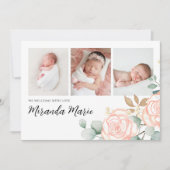 ベビーガールオーバーレイ文字生まれたばかりのフォトピンクフローラ (正面)