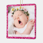 ベビーガールカスタムマイ初めてのクリスマスピンクグリッター セラミックオーナメント (左)