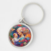 ベビーガールカラフル絵を描の母 キーホルダー (正面)