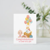 ベビーガールカードおめでとうございます ポストカード (スタンド正面)