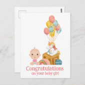 ベビーガールカードおめでとうございます ポストカード (正面/裏面)