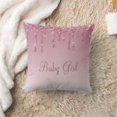 ベビーガールガーリーグリッターかわいらしタイポグラフィ クッション (ブランケット)