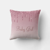 ベビーガールガーリーグリッターかわいらしタイポグラフィ クッション (裏面)