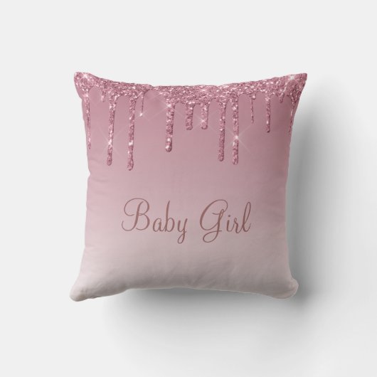 ベビーガールガーリーグリッターかわいらしタイポグラフィ クッション (裏面)