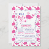 ベビーガールクジラの赤ちゃん航海のシャワー 招待状 (正面)