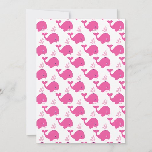 ベビーガールクジラの赤ちゃん航海のシャワー 招待状 (裏面)