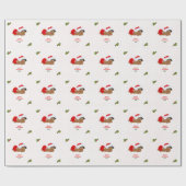 ベビーガールクリスマス赤サンタハットドットラッピングパップ ラッピングペーパー (フラット)