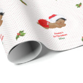 ベビーガールクリスマス赤サンタハットドットラッピングパップ ラッピングペーパー (ロールコーナー)