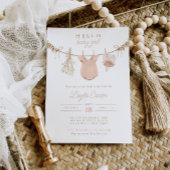 ベビーガールクローセスライン赤面ピンクボホベビーシャワー 招待状