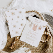 ベビーガールクローセスライン赤面ピンクボホベビーシャワー 招待状