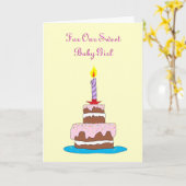 ベビーガールケーキファースト誕生日 カード (黄色い花)