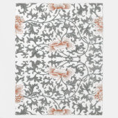 ベビーガールコーラルグレーホワイトビクトリアンバラパターン フリースブランケット (正面)