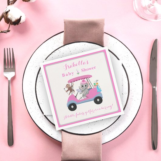 ベビーガールゴルフ象&モンキーシャワー スタンダードランチョンナプキン