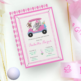ベビーガールゴルフ象&モンキーシャワー 招待状