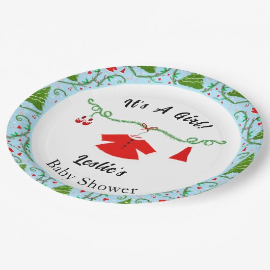 ベビーガールサンタ衣装ベビーシャワー ペーパープレート (アングル)