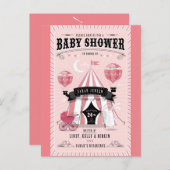 ベビーガールサーカスベビーシャワー招待状 インビテーションポストカード (正面/裏面)