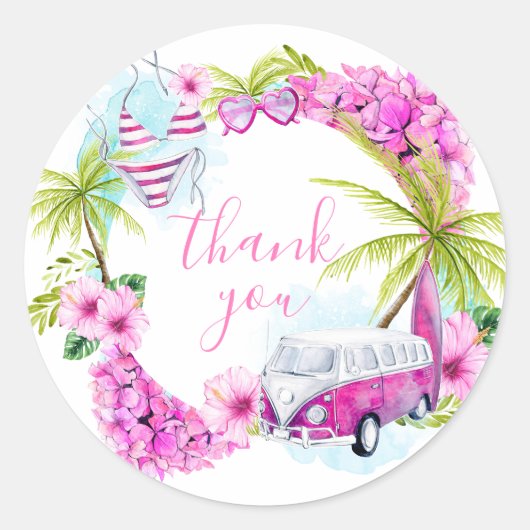 ベビーガールサーフィンお願いステッカー ラウンドシール (正面)