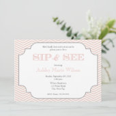 ベビーガールシェブロンシップアンドシー招待状 招待状 (スタンド正面)