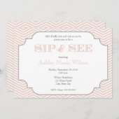 ベビーガールシェブロンシップアンドシー招待状 招待状 (正面/裏面)