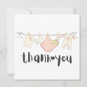 ベビーガールシャワーありがとうハート サンキューカード (正面)