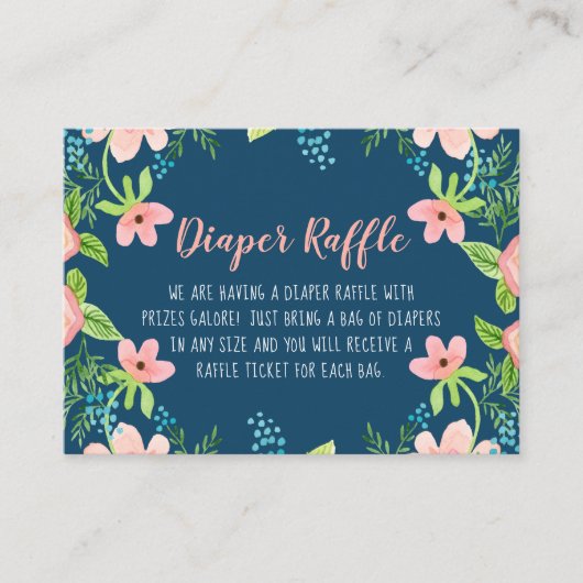 ベビーガールシャワーおむつラッフルボホフローラ モダン エンクロージャーカード (正面)