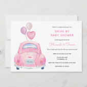 ベビーガールシャワーでドライブ 招待状 (正面)