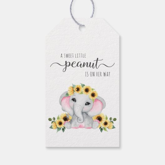 ベビーガールシャワーひまわり象ありがとう ギフトタグ (裏面)