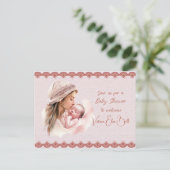 ベビーガールシャワーへようこそ インビテーションポストカード (スタンド正面)
