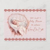 ベビーガールシャワーへようこそ インビテーションポストカード (正面)