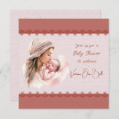 ベビーガールシャワーへようこそ 招待状 (正面/裏面)