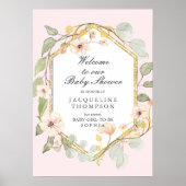 ベビーガールシャワーウェルカムパステル秋フローラ ポスター (正面)