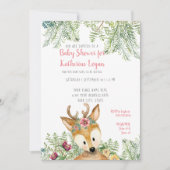 ベビーガールシャワーウッドランドフォレストグレーディアーフローラ 招待状 (正面)