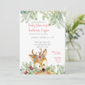 ベビーガールシャワーウッドランドフォレストボホディアフローラ 招待状 (スタンド正面)