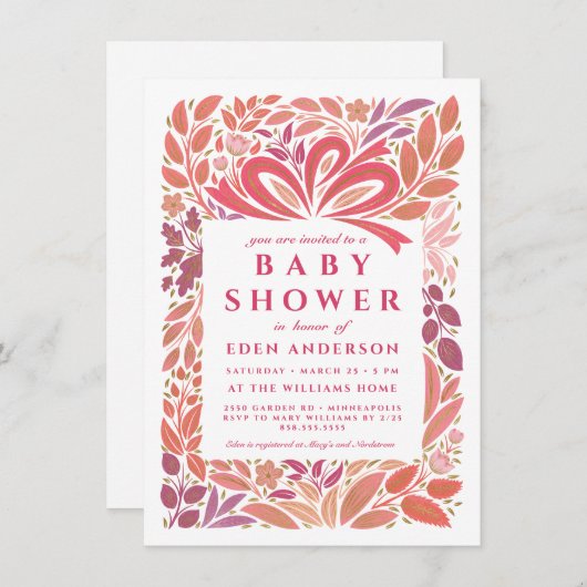 ベビーガールシャワーギフト 招待状 (正面/裏面)