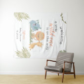 ベビーガールシャワーサファリ動物バックドランドサイン タペストリー (インサイチュ(横))