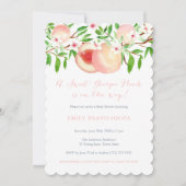 ベビーガールシャワースウィートジョージアかわいらしピーチ 招待状 (正面)