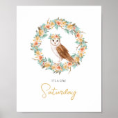 ベビーガールシャワーナームフクロウウッドランド子供部屋 ポスター (正面)