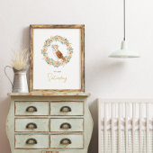 ベビーガールシャワーナームフクロウウッドランド子供部屋 ポスター