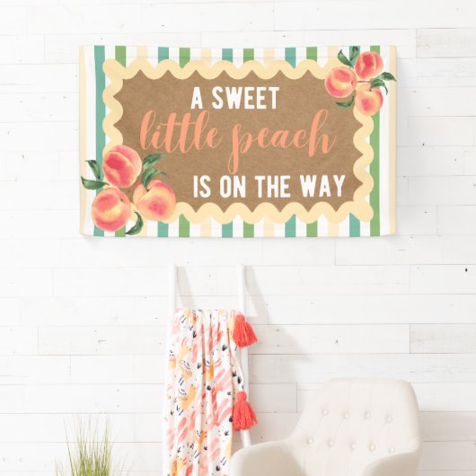 ベビーガールシャワーバナー ピンクの桃のテーマ パーティーの背景 横断幕 (インサイチュ)