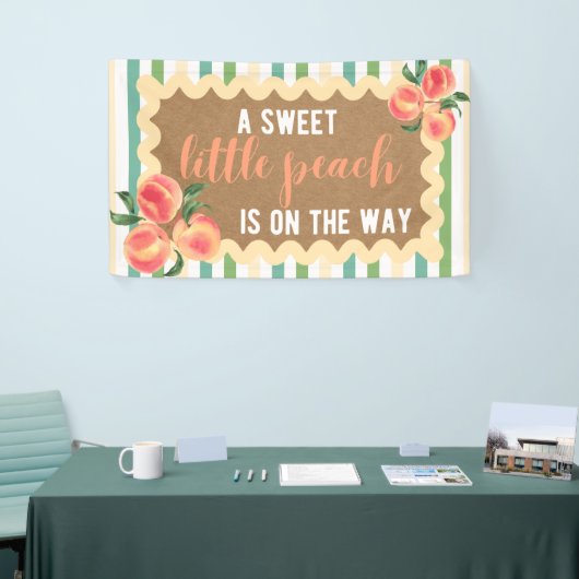 ベビーガールシャワーバナー ピンクの桃のテーマ パーティーの背景 横断幕 (トレードショー)